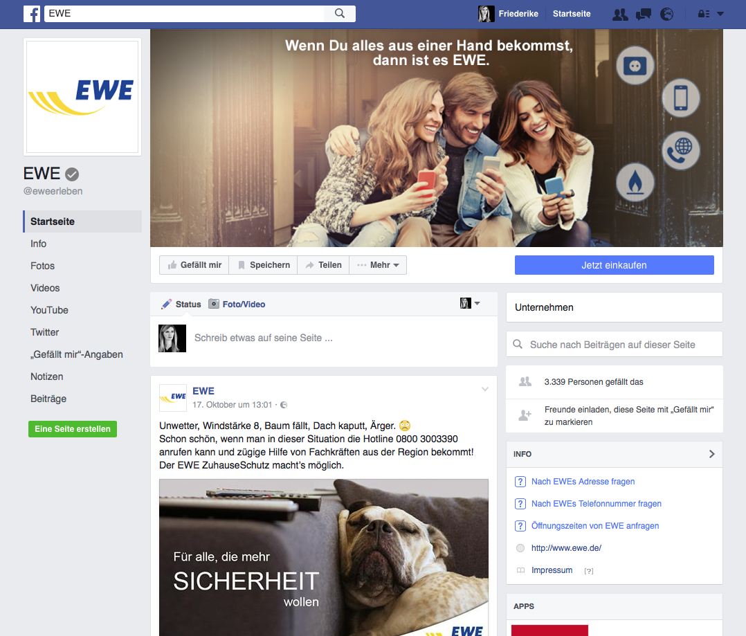 Facebook Workshop bei EWE im Auftrag von buw digital